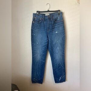 Madewell distressed denim jean dark wash size 28 classics straight leg